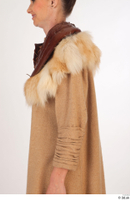  Photos Woman in Historical Dress 31 14th century Brown Winter coat Historical clothing upper body 0005.jpg